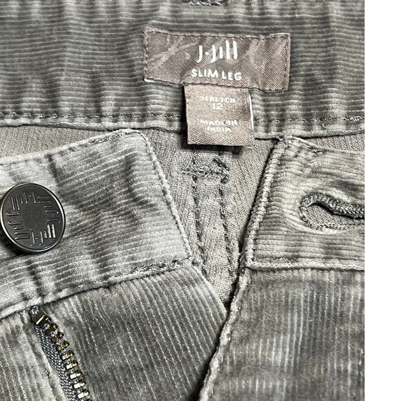 J. Jill Women's Corduroy Gray Slim Leg Pants Cotton Stretch Mid Rise Size 12 - Picture 8 of 14